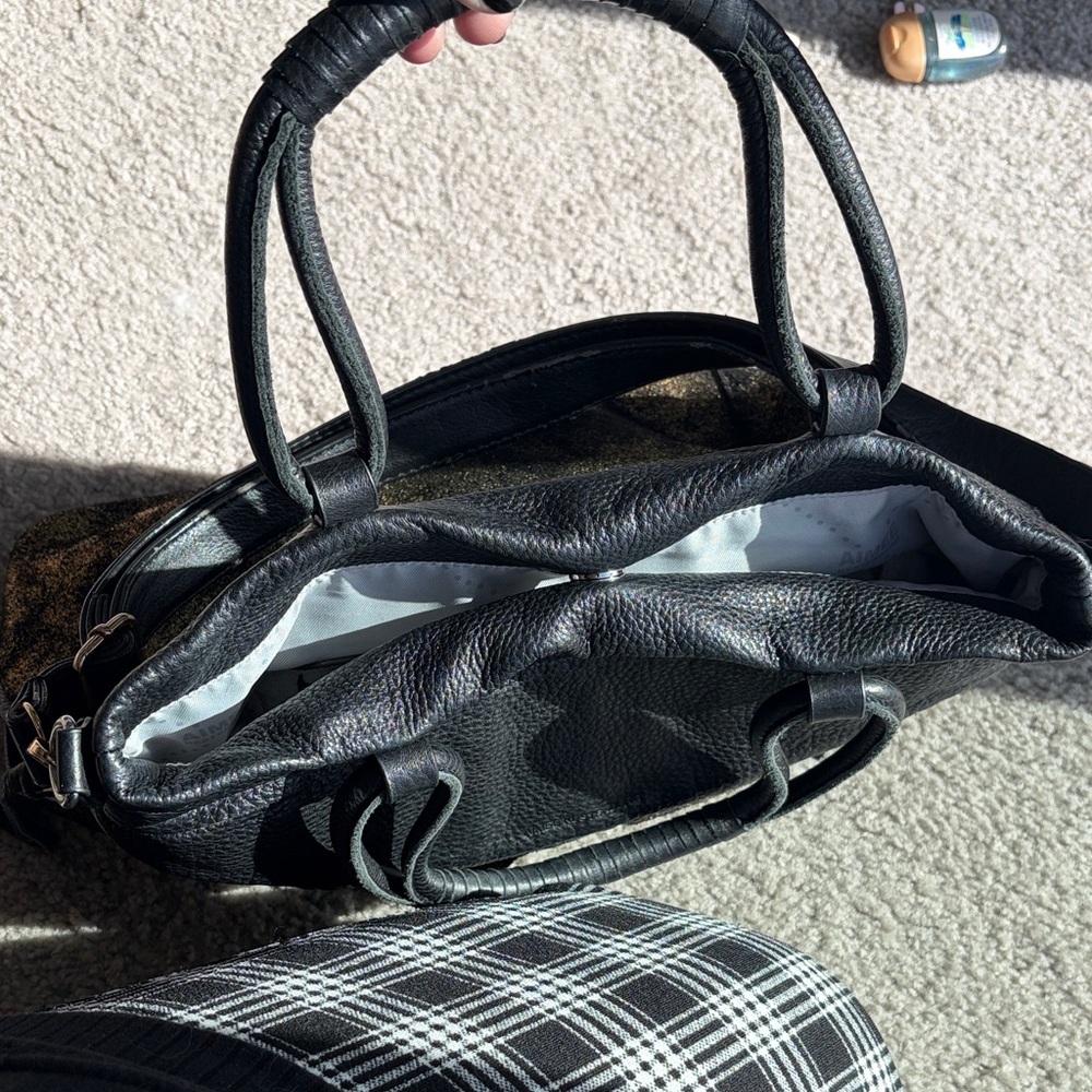 Aimee Kestenberg Black and Metallic Gold Shoulder Bag with Top Handles - Picture 9 of 12